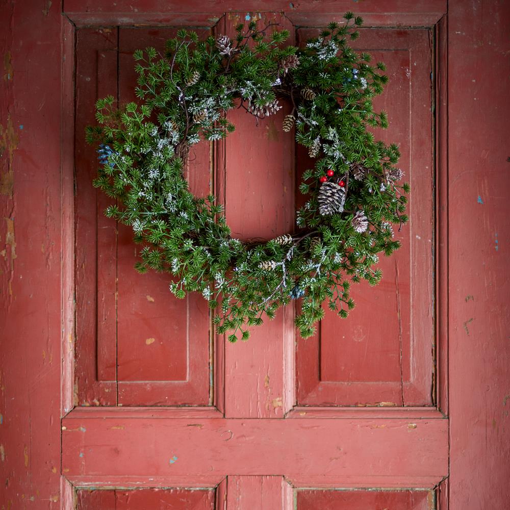 Bloomingville Cedar Kranz Grün Kunstkranz 50 cm Weihnachtsdeko mit Zapfen