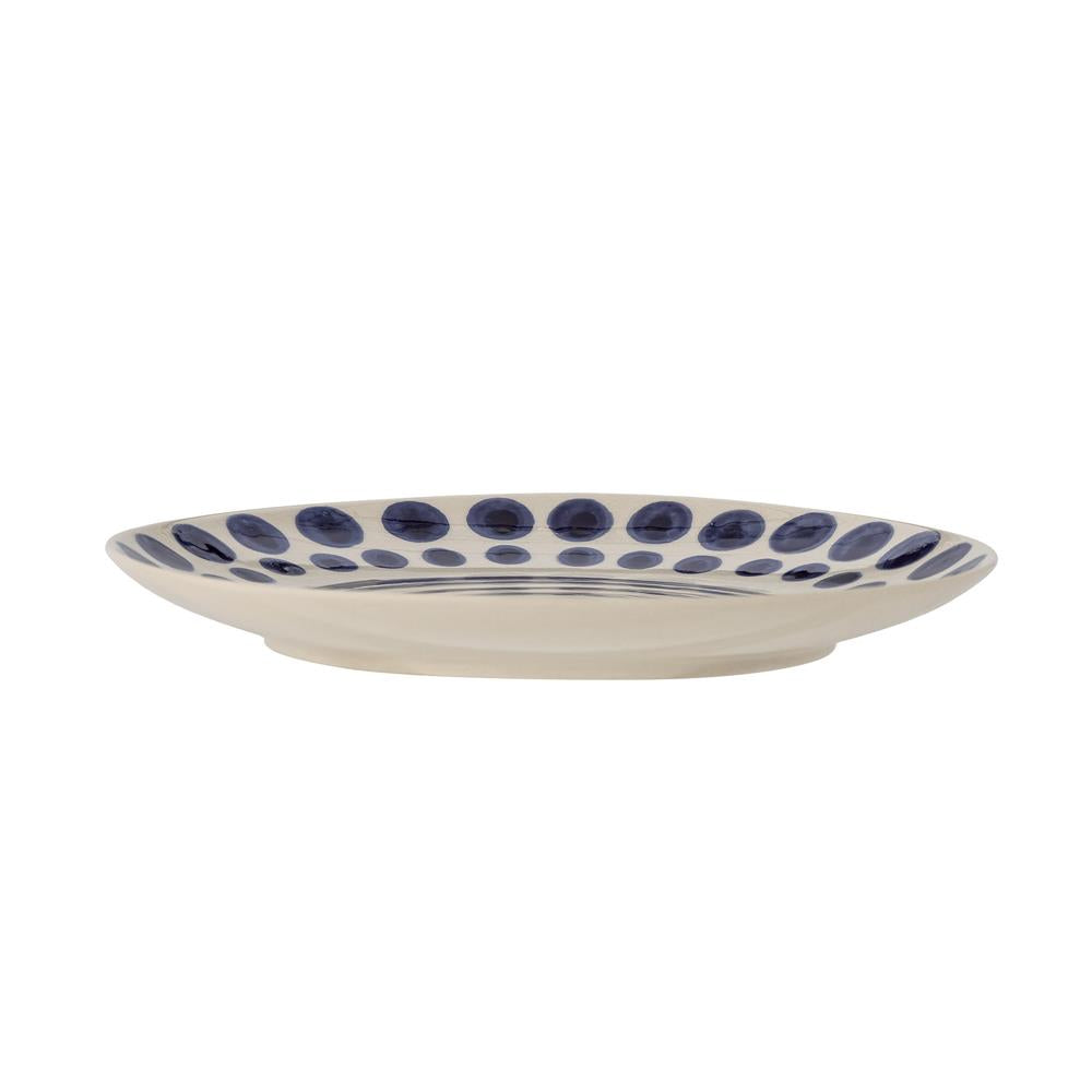 Bloomingville Shama Teller, Orange, Steingut, 20,5 cm, mit handbemaltem Muster