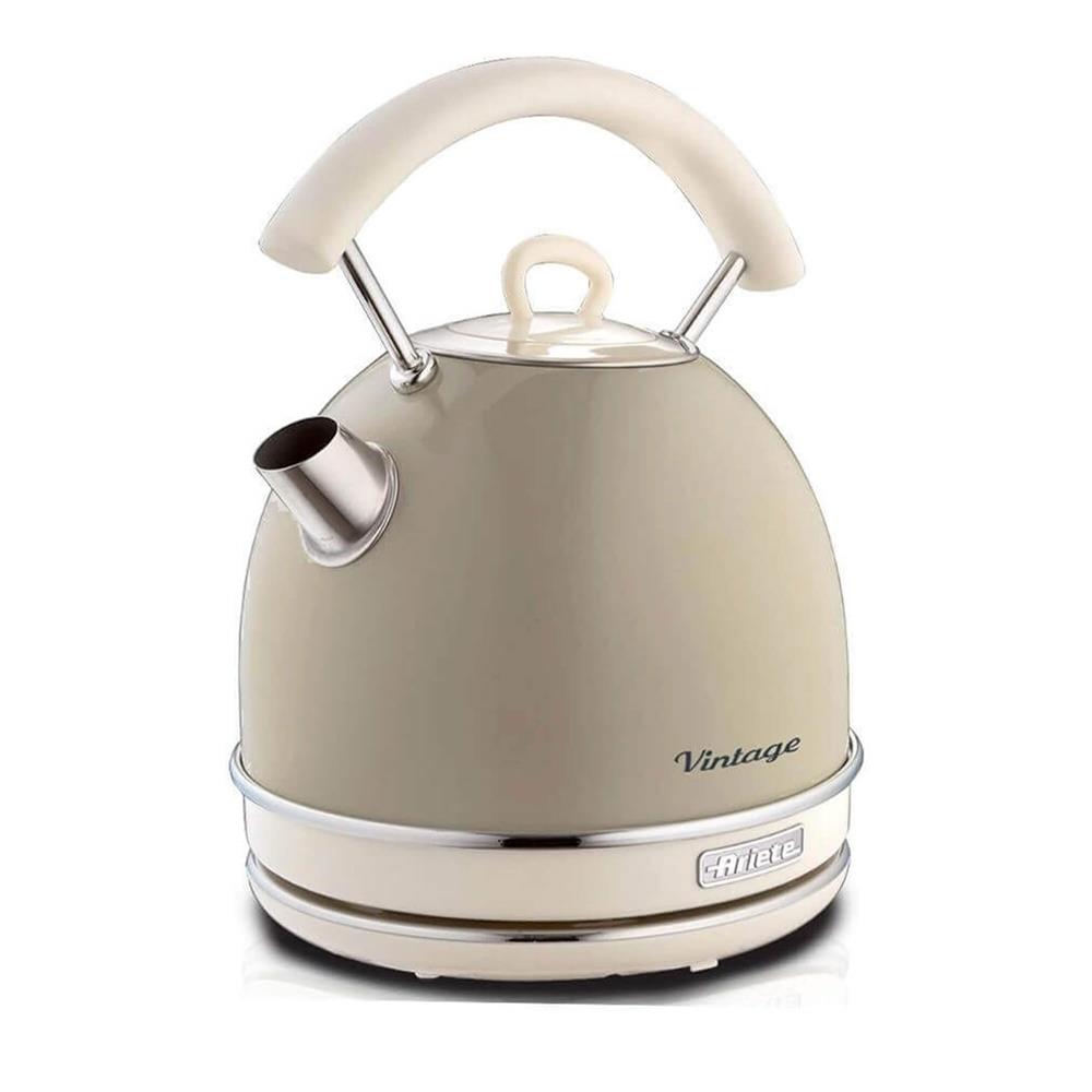 Ariete Vintage Wasserkocher, Beige, 1,7L, Edelstahlgehäuse, 2000W, Elegantes Retro-Design