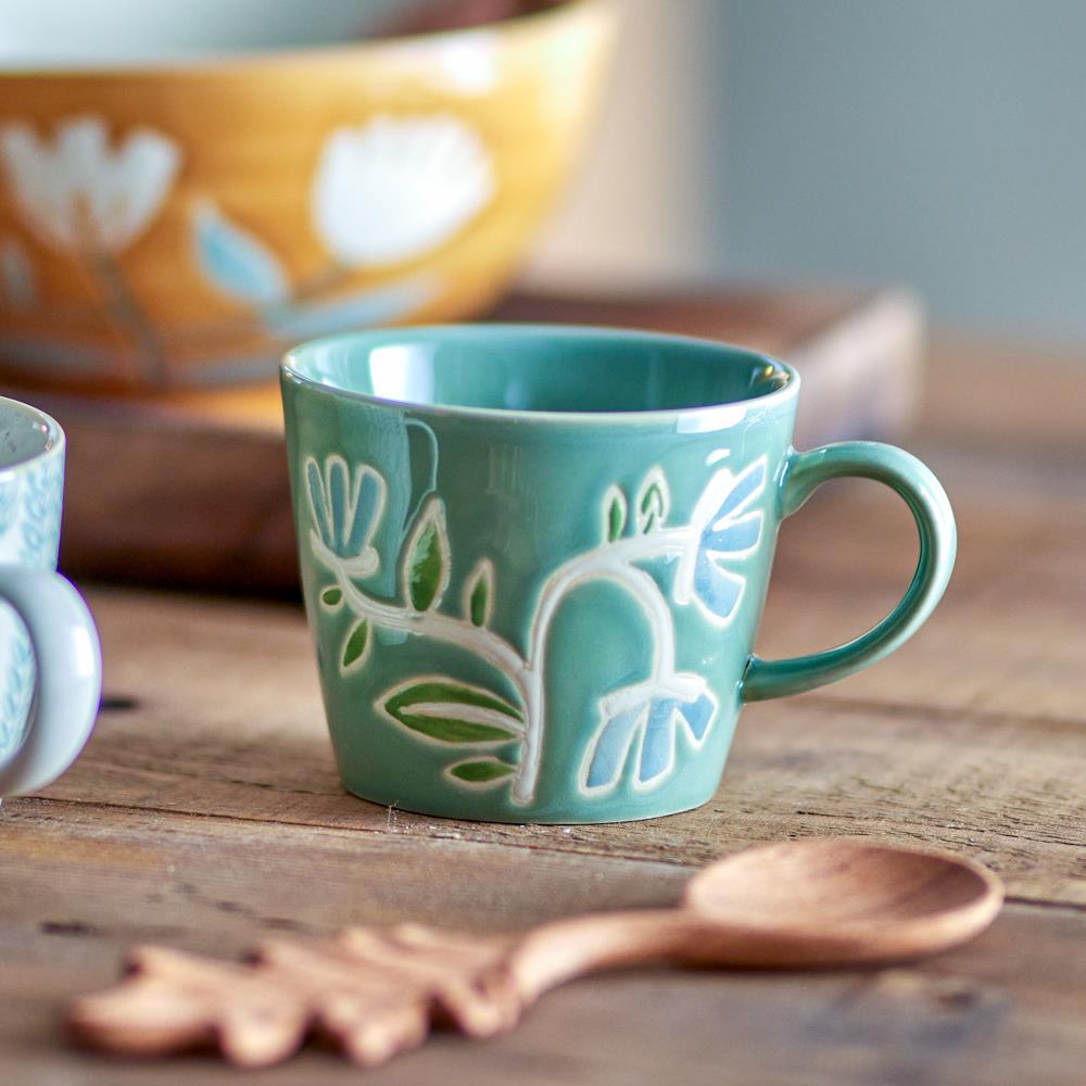 Bloomingville Tangier Becher grün Steingut 380 ml D9,5xH8 cm