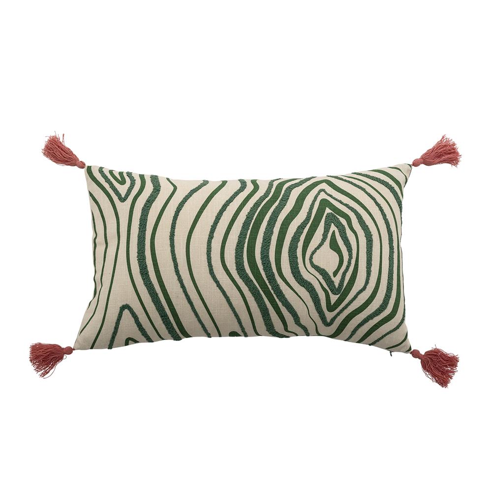 Bloomingville Woodsby Kissen 60x35 cm bunt - Baumwollkissen mit Holzmaserung Muster für Sofa & Dekoration