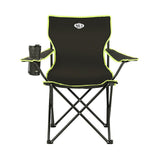 NILS CAMP Campingstuhl Schwarz-Limettengrün - klappbarer Klappstuhl mit Becherhalter für Camping & Garten