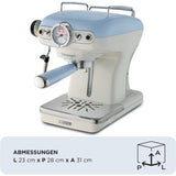 Ariete Vintage Espressomaschine, Blau, Siebträger Kaffeemaschine, 15 Bar