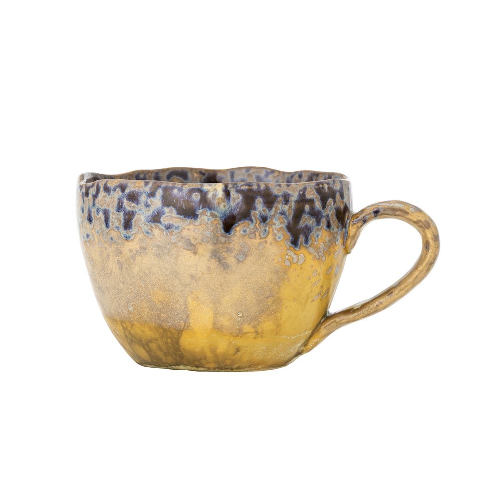 Bloomingville Milani Tasse, 260 ml – Gelbe Steinguttasse mit reaktiver Glasur und individuellem Farbspiel