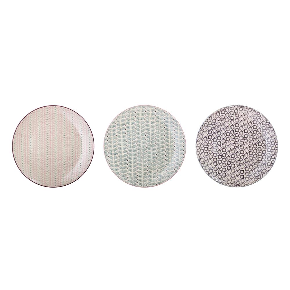 Bloomingville Maya Teller 3er Set 28cm in Rosa/Lila/Grau aus Keramik im dänischen Design