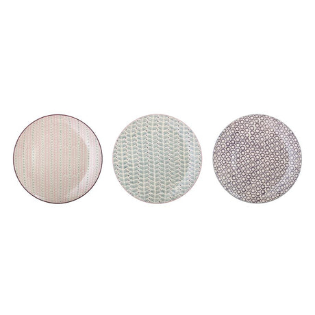 Bloomingville Maya Teller 3er Set 28cm in Rosa/Lila/Grau aus Keramik im dänischen Design