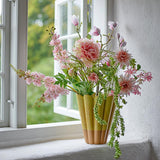 Bloomingville Penn Vase aus Steingut, Gelb – kunstvolle Vase mit gewellten Rändern