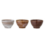 Bloomingville Lotus Schale, Braun, Steingut, D13,5xH7,5 cm, 3er Set
