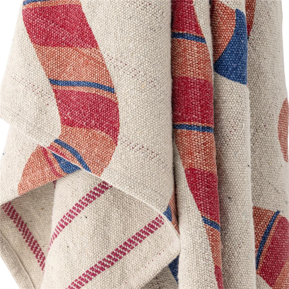 Bloomingville Candice Decke bunt aus recycelter Baumwolle Wohndecke mit Quasten 160x130 cm