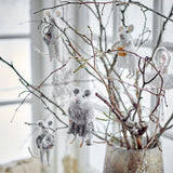 Bloomingville Peo Mäuse Anhänger, Weiß, Wollfiguren 2er Set Weihnachtsdeko
