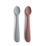 Mushie Silikon-Babylöffel 2erSet, Stone/Cloudy Mauve, BPA-frei