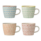 Bloomingville Carla Tassen, 4er Set, Bunt, 300ml, Steingut, dänisches Design