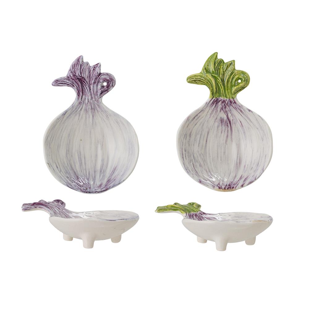Bloomingville Mimosa Zwiebel Schale 2er Set Lila/Grün Steingut Schale Dekoschale dänisches Design