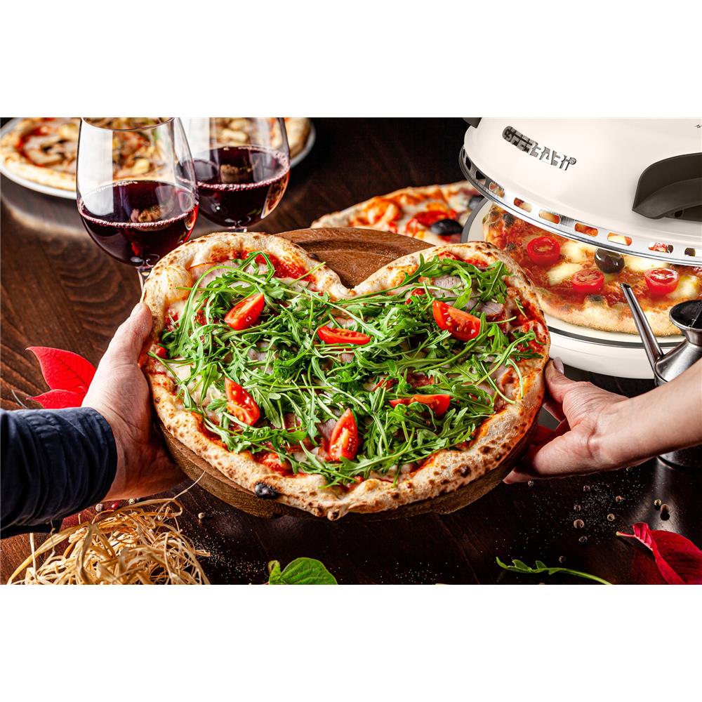 G3Ferrari elektrischer Pizzaofen Delizia Pizzamaker 1200 W für Pizza Ø 31cm icy cream Pizzamaker mit feuerfestem Naturstein beige Limitierte Edition