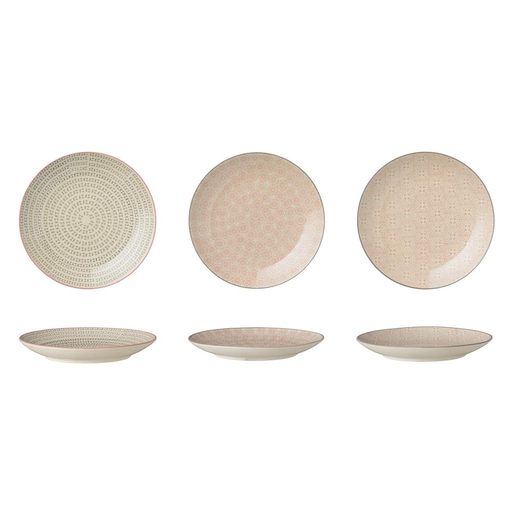 Bloomingville Cécile Teller, 3er Set, Bunt, 20cm, Steingut, dänisches Design