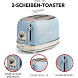 Ariete Vintage Toaster, Blau, 2-Scheiben-Toaster mit 6 Bräunungsstufen, 810W