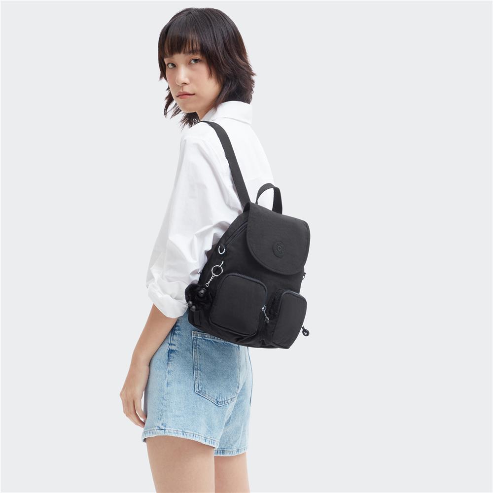 Kipling FIREFLY UP, kleiner Rucksack, Black Noir (schwarz), wandelbar zur Schultertasche