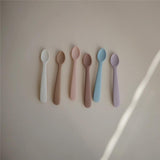 Mushie Silikon-Babylöffel 2erSet, Stone/Cloudy Mauve, BPA-frei