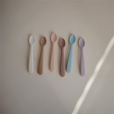 Mushie Silikon-Babylöffel 2er Set, Stone/Cloudy Mauve, BPA-frei