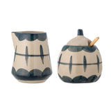 Bloomingville Allium Milchkännchen Zuckerdose Steingut blau 2er Set