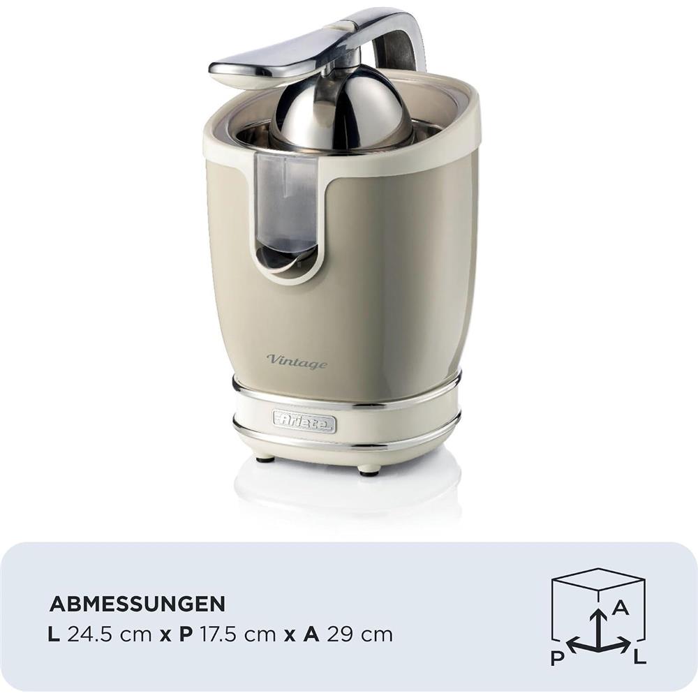 Ariete Vintage Zitruspresse, Beige, Elektrische Saftpresse mit Hebel, 85W
