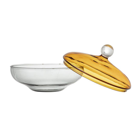 Bloomingville Danni Schale mit Deckel Gelb Glas 12x9cm Vorratsdose Behhälter Gefäß dänisches Design