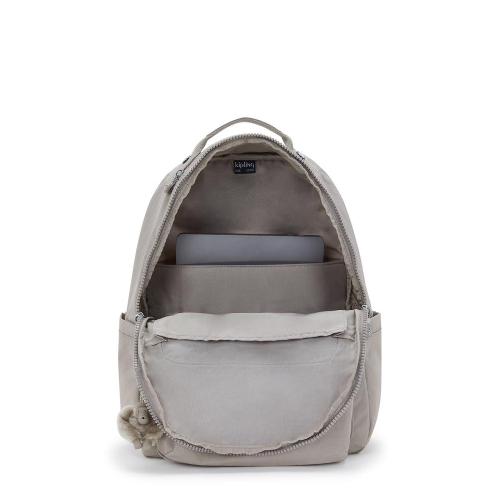 Kipling SEOUL L, Großer Rucksack, Grey Gris (grau), 27L, mit 15-Zoll-Laptopfach