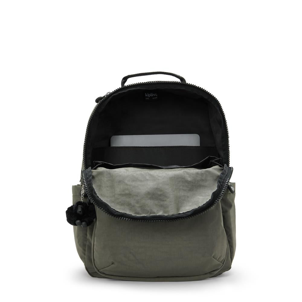Kipling SEOUL L, Großer Schulrucksack mit 15-Zoll-Laptopfach, 27L, Green Moss (grün)