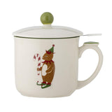 Bloomingville Valentin Tasse mit Deckel und Teesieb – mit Weihnachtsmotiv eines Bären, dänisches Design