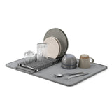 Umbra Udry Geschirr Abtropfgestell und Mikrofaser Abtropfmatte, Faltbar, Platzsparend, 61 x 45 cm, in Anthrazit