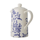 Bloomingville Petunia Teekanne, Blau, Steingut, 800 ml, mit romantischen Vintage-Look