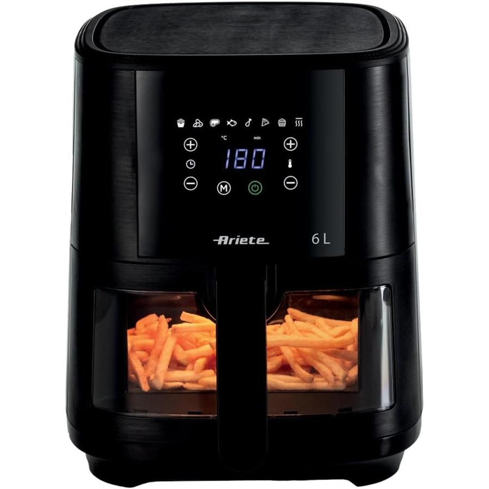 Ariete Airy Fryer, Schwarz, Heißluftfritteuse 6L, Touchscreen, 1300W