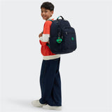 Kipling SEOUL L, Großer Schulrucksack mit 15-Zoll-Laptopfach, 27L, Blue Green Block (blau)