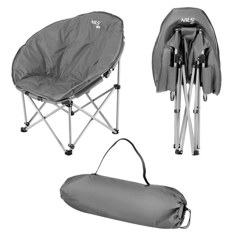 NILS CAMP Campingstuhl faltbar in Grau - bequemer Outdoor Stuhl für Camping, Angeln & Garten