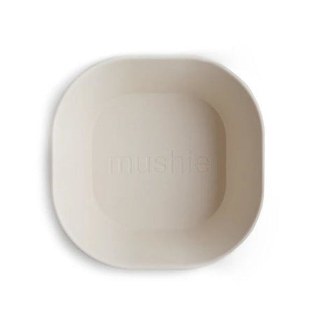 Mushie Kinderschüssel 2er Set, Ivory, quadratisch, BPA-frei