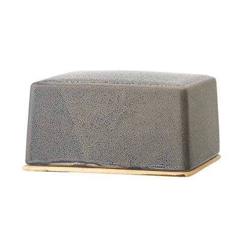 Bloomingville Kendra Butterdose mit Deckel in Grau aus Steingut im Wabi-Sabi Look