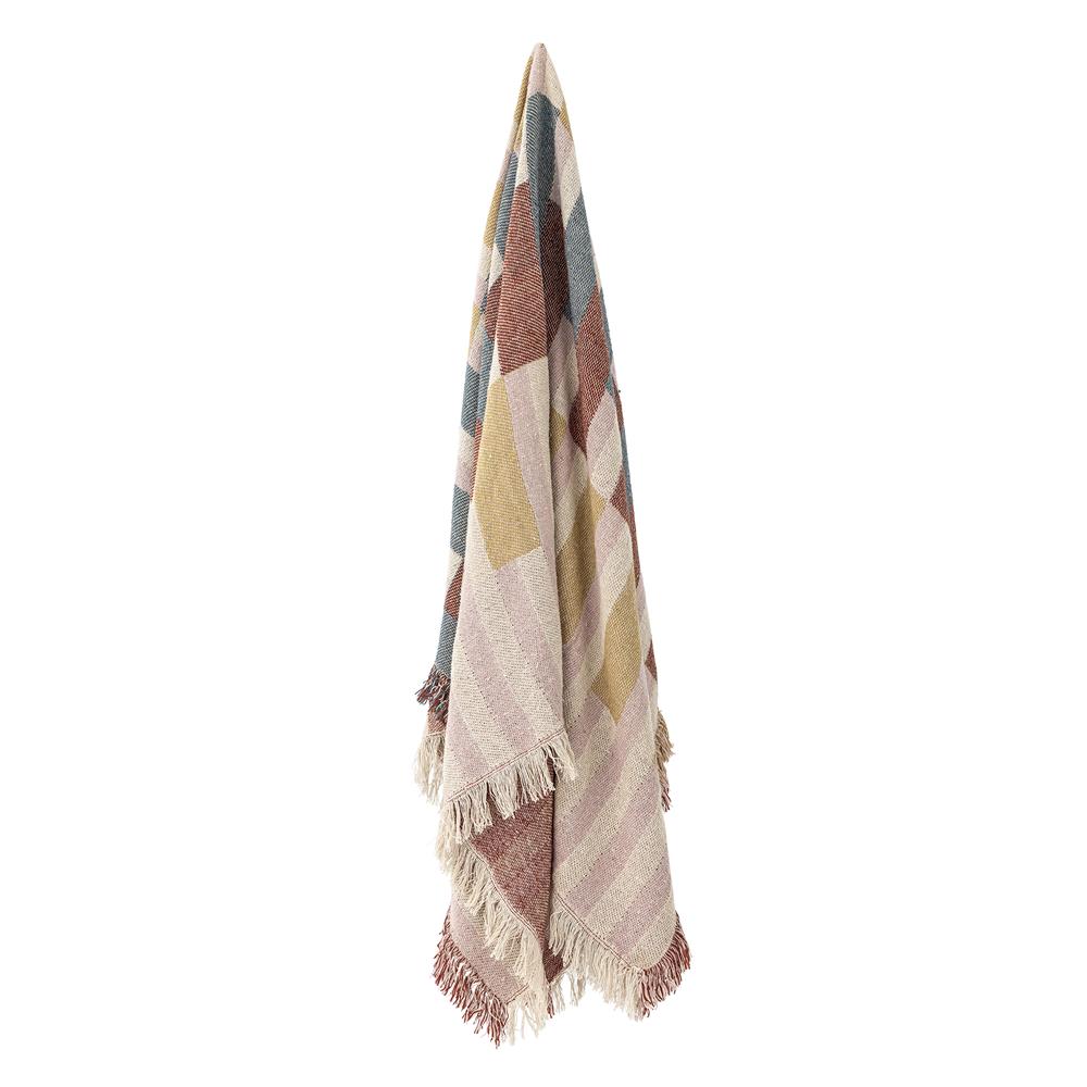 Bloomingville Lane Wohndecke 160 x 130 cm mit recycelter Baumwolle mit Fransen