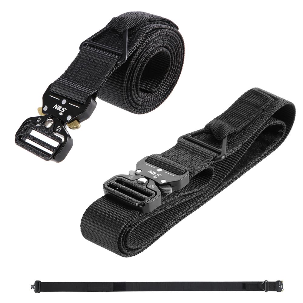 NILS CAMP Taktischer Gürtel 125 cm Schwarz Cobra Schnalle Oxford Gewebe