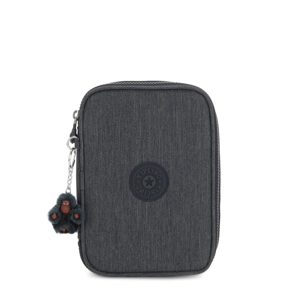 Kipling 100 PENS, Federmäppchen, Marine Navy (blau), Große Federmappe 1,5L Stifte Etui Tasche