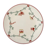 Bloomingville Yule Weihnachtsteller, Natur, Steingut 25,5 cm mit Weihnachtsmotiv