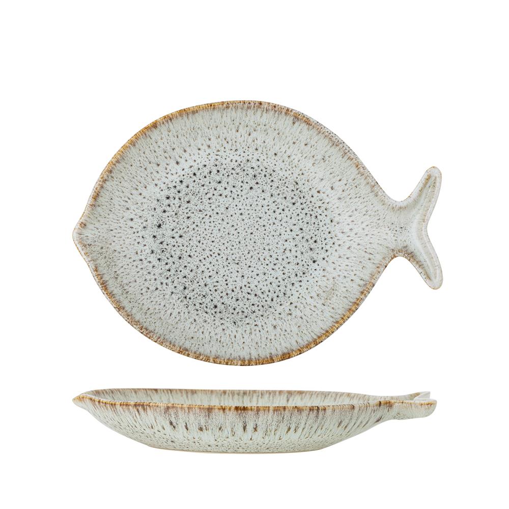 Bloomingville Fleur Servierplatte Fischform Natur Steingut mediterran 27cm