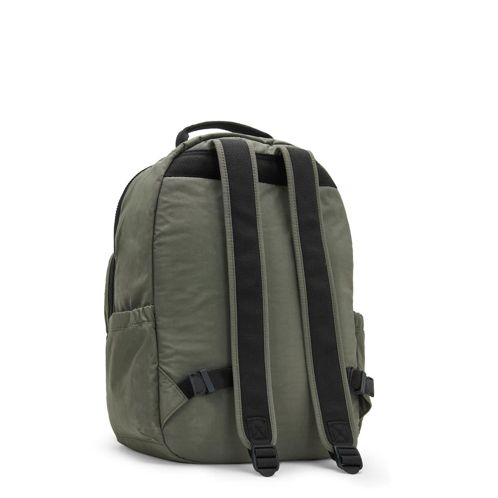 Kipling SEOUL L, Großer Schulrucksack mit 15-Zoll-Laptopfach, 27L, Green Moss (grün)