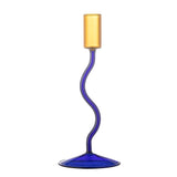 Bloomingville Ada Kerzenhalter, Blau, Glas, mundgeblasen, 22 cm, modernes Design