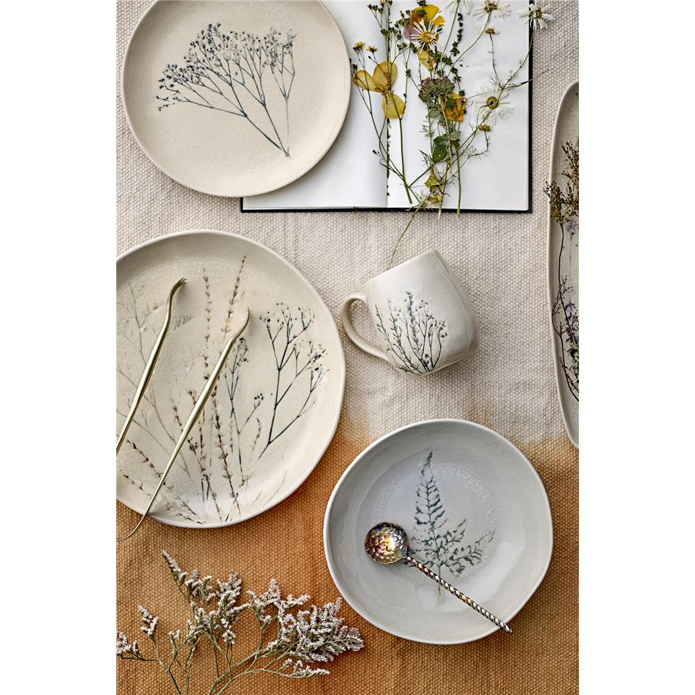 Bloomingville Bea Tasse, Natur, 400ml, Steingut, mit Blumenmotiv, dänisches Design