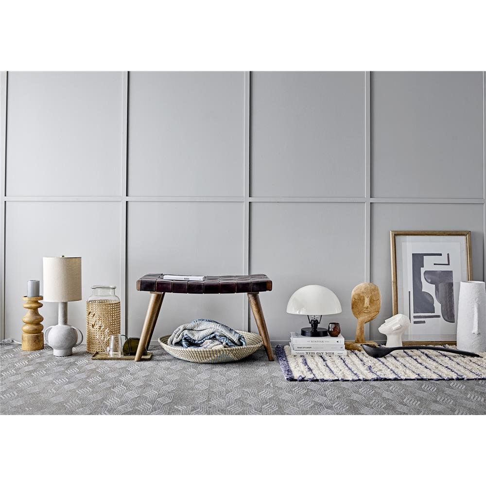 Bloomingville Milas Decke 160x130cm Blau Grau Baumwolle Quasten Tagesdecke Kuscheldecke Überwurf