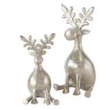 BOLTZE Dekofigur Hirsch Tarnow Silber sitzend 2er Set Weihnachtsdekoration Landhaus Design
