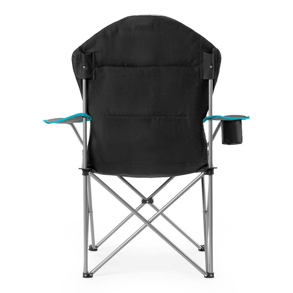 NILS CAMP Campingstuhl Hellgrau-Blau - großer gepolsterter Klappstuhl mit Armlehnen für Camping & Garten