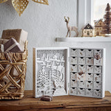 Bloomingville Elimar Adventskalender mit Licht, Weiß, Holzkalender 24 Schubladen