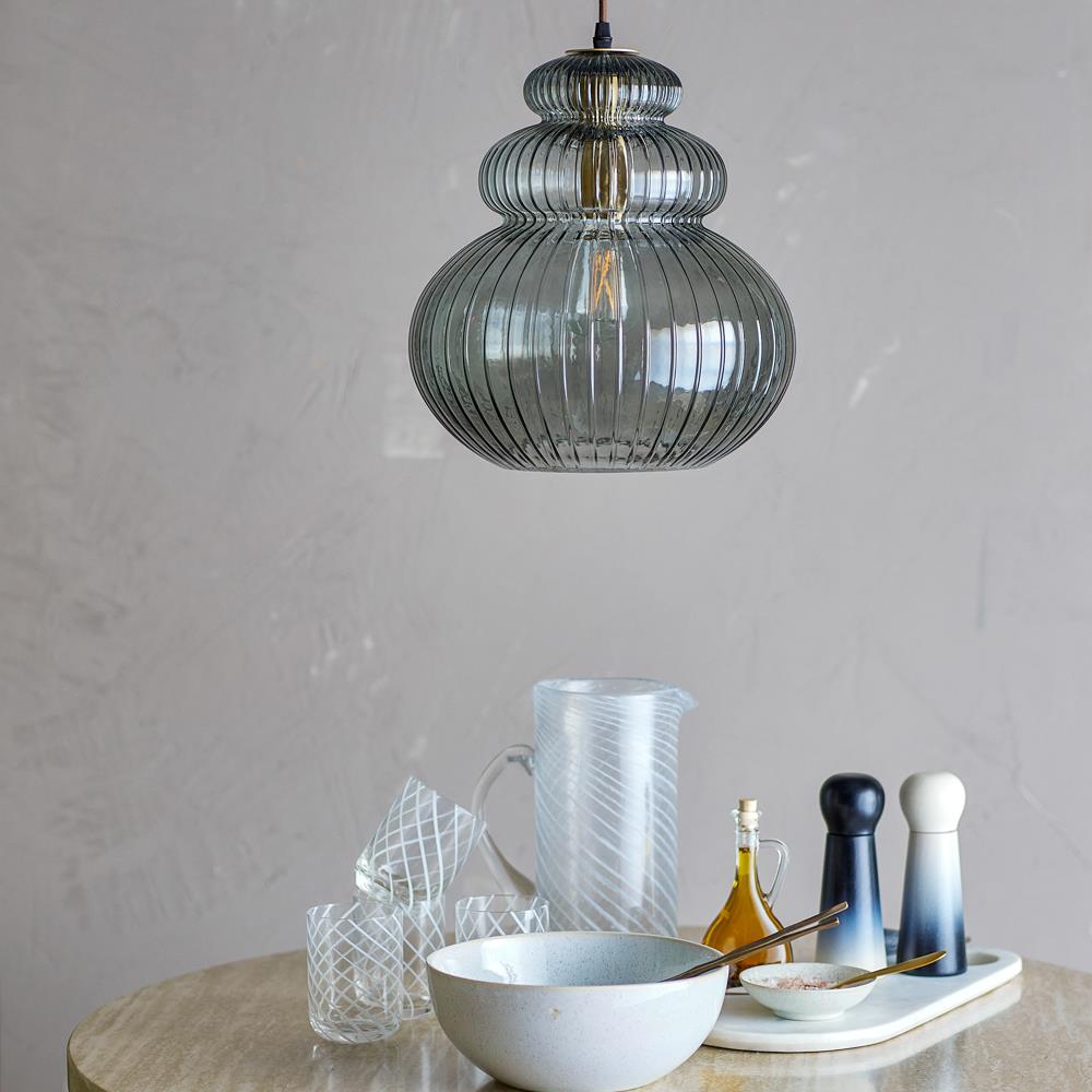 Bloomingville Sybia Hängeleuchte Grau Glas 33cm Pendelleuchte elegant