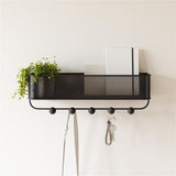 Umbra Estique Schlüsselbrett mit Briefablage, Multifunktionaler Wand Organizer mit 5 Haken, in Schwarz